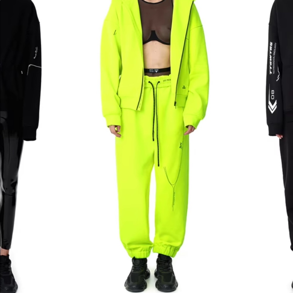 TTSwtrs neon thick LOOSE SWEATPANTS fold over NWT